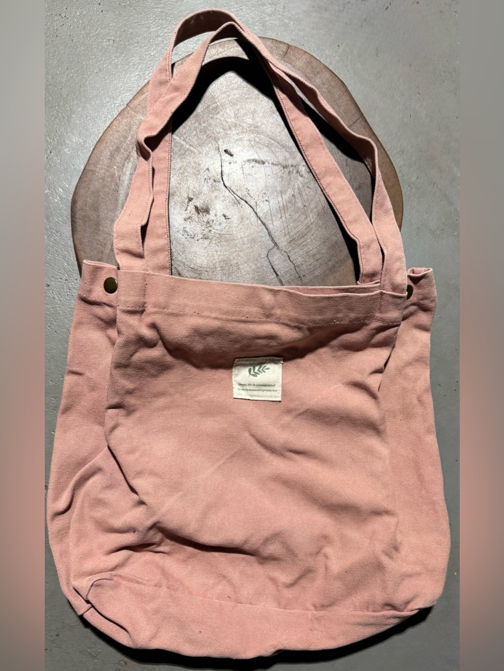 Washed Rose Canvas Tote Bag with Double Shoulder Straps